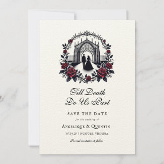 Till Death Do Us Part Elegant Goth Save the Date Invitation