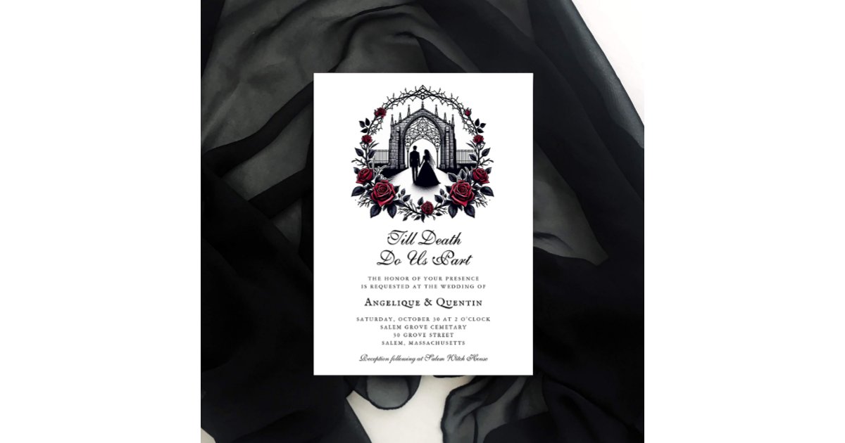 Till Death Do Us Part Elegant Goth Wedding Invitation | Zazzle