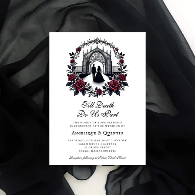 Till Death Do Us Part Elegant Goth Wedding Invitation | Zazzle