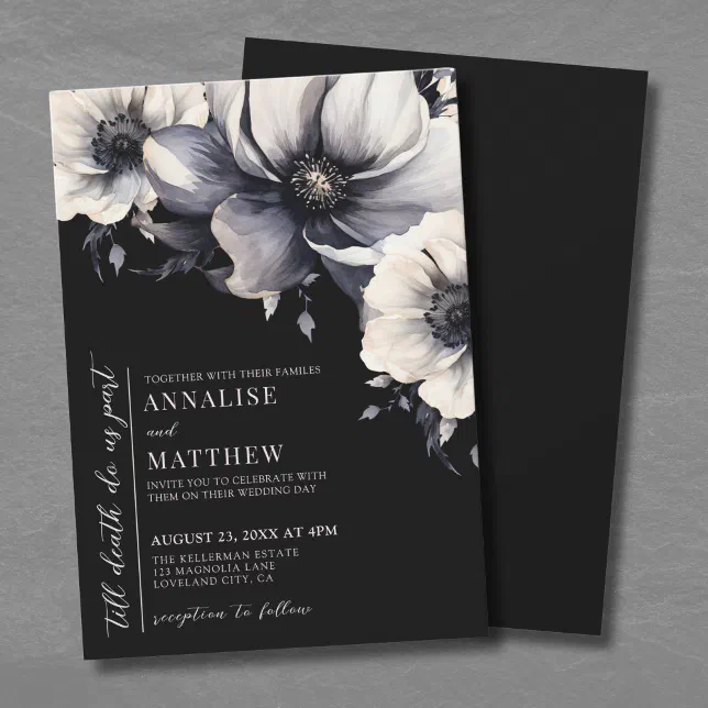 Till Death Do Us Part Floral Gothic Wedding Invitation | Zazzle