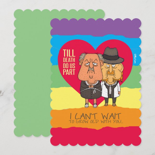 Till death do us part - funny cartoon LGBT love Card (Front/Back)