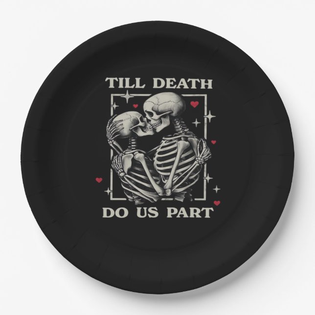 Till Death Do Us Part – Funny Halloween Slogan Paper Plates (Front)