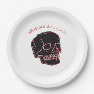 Till Death Do Us Part - Glitch Skull With Funny Te Paper Plates