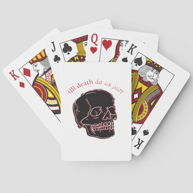 Till Death Do Us Part - Glitch Skull With Funny Te Poker Cards (Back)
