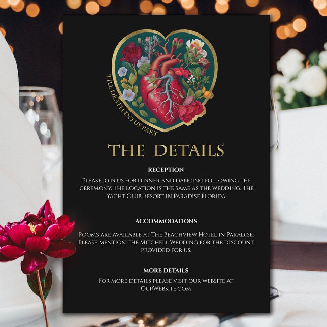 Till Death Do Us Part Goth Heart Halloween Wedding Enclosure Card (Creator Uploaded)