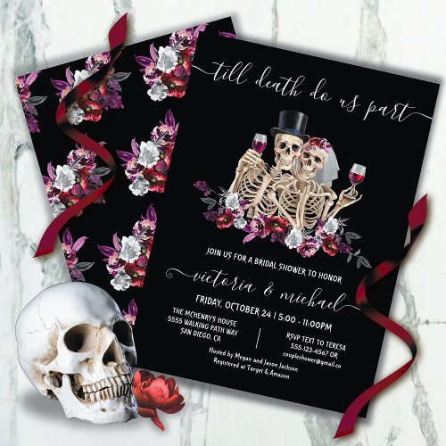 Till death do us Part Goth Skeleton Bride  Groom Invitation