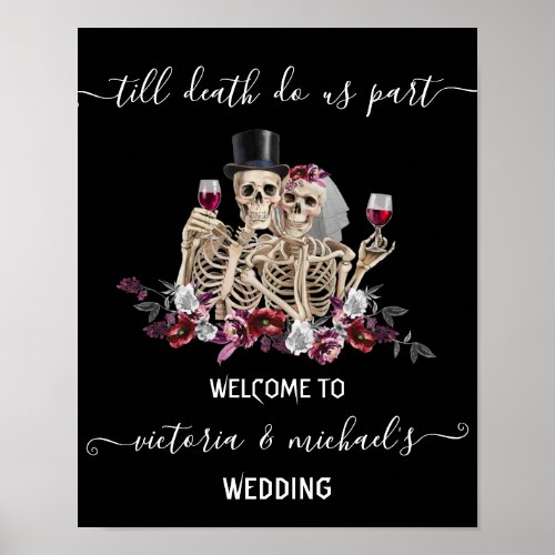 Till death do us Part Goth Skeleton Bride  Groom Poster
