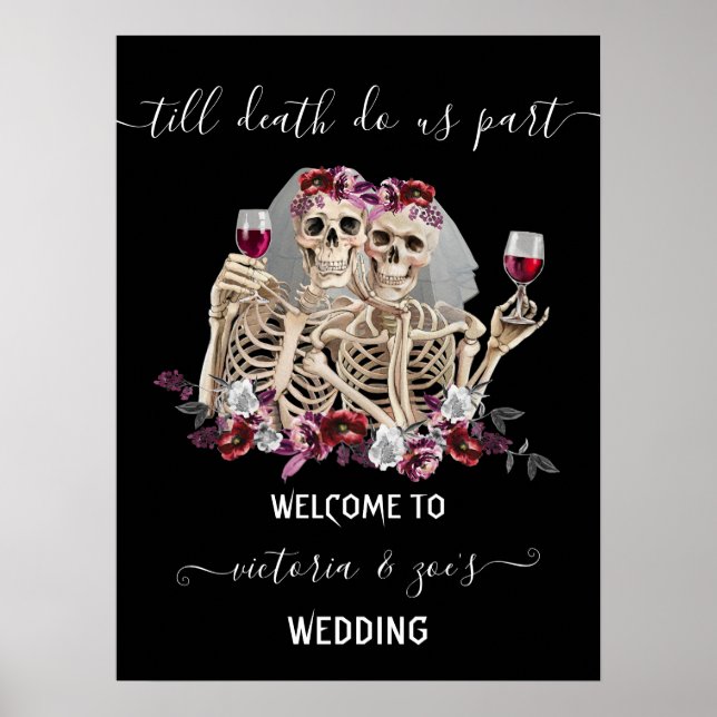 Till death do us Part Goth Skeleton Brides Welcome Poster (Front)