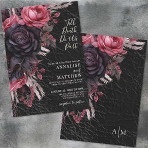 Till Death Do Us Part Gothic Black Floral Wedding Invitation