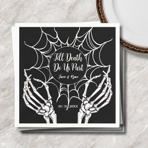 Till Death Do Us Part  Gothic Black HalloWedding Napkins