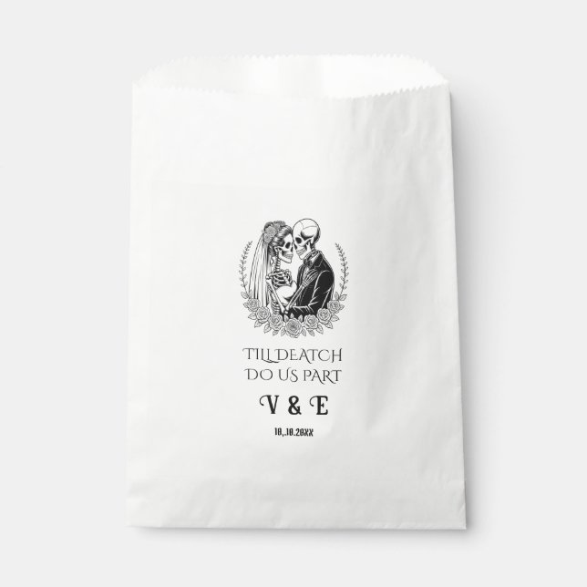Till Death Do Us Part Gothic Black-White Skeleton Favor Bag (Front)