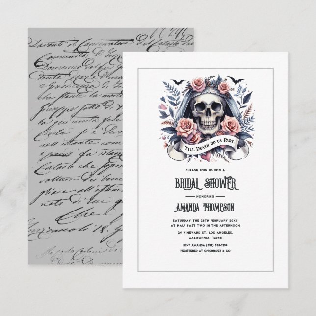 "Till Death Do Us Part" Gothic Bridal Shower Invitation (Front/Back)