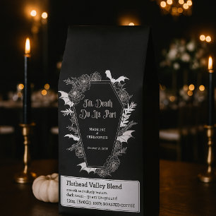 Till Death Do Us Part Gothic Floral Black Wedding Roasted Coffee