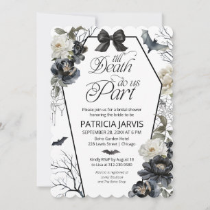 Till Death Do Us Part Gothic Floral Bridal Shower Invitation