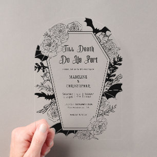 Till Death Do Us Part Gothic Floral Wedding Acrylic Invitations