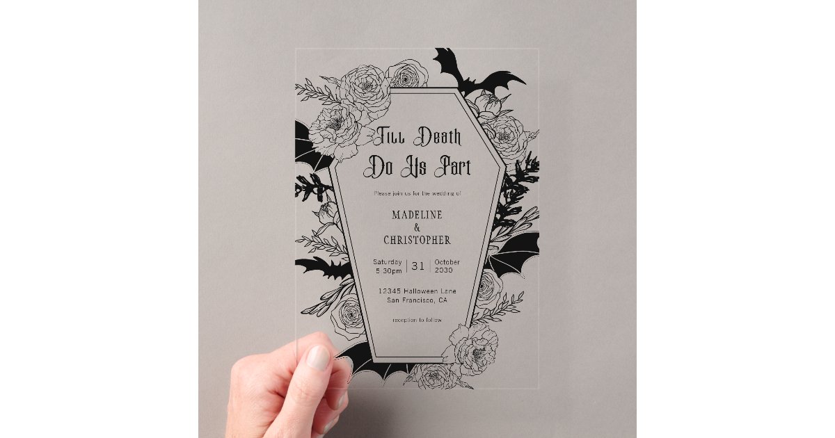 Till Death Do Us Part Gothic Floral Wedding Acrylic Invitations | Zazzle