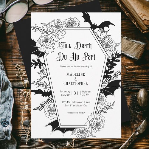 Till Death Do Us Part Gothic Floral Wedding Invitation