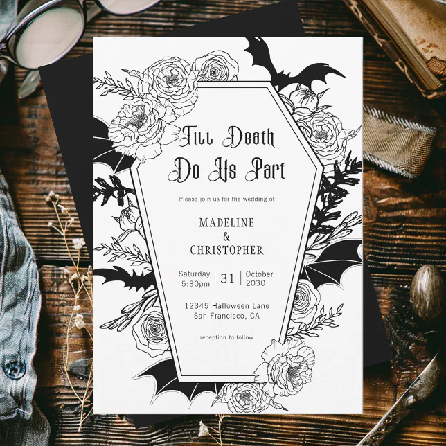 Till Death Do Us Part Gothic Floral Wedding Invitation | Zazzle