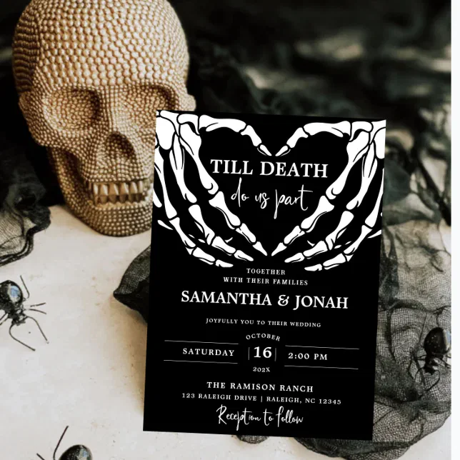 Till Death Do Us Part Gothic Halloween wedding Invitation | Zazzle