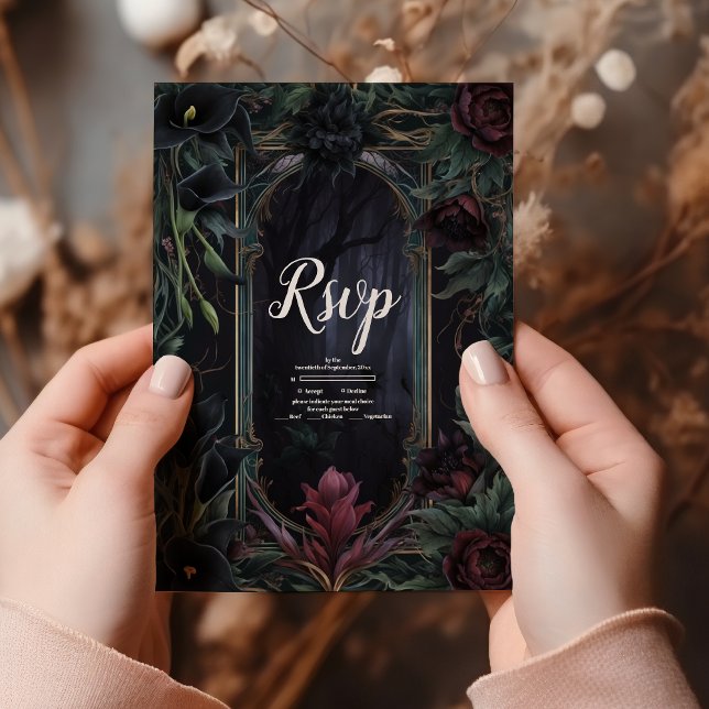 Till death  do us part Gothic Halloween Wedding RSVP Card (Creator Uploaded)