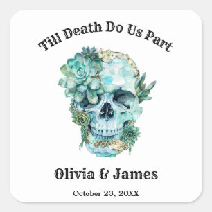 Till Death Do Us Part Gothic Halloween Wedding Square Sticker