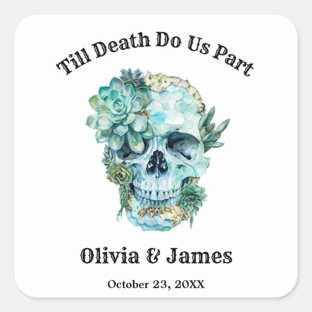 Till Death Do Us Part Gothic Halloween Wedding  Square Sticker (Front)
