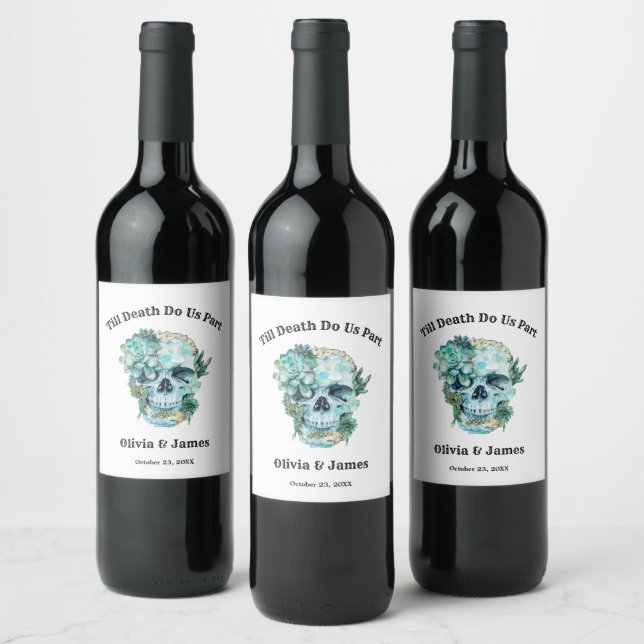 Till Death Do Us Part Gothic Halloween Wedding  Wine Label (Bottles)