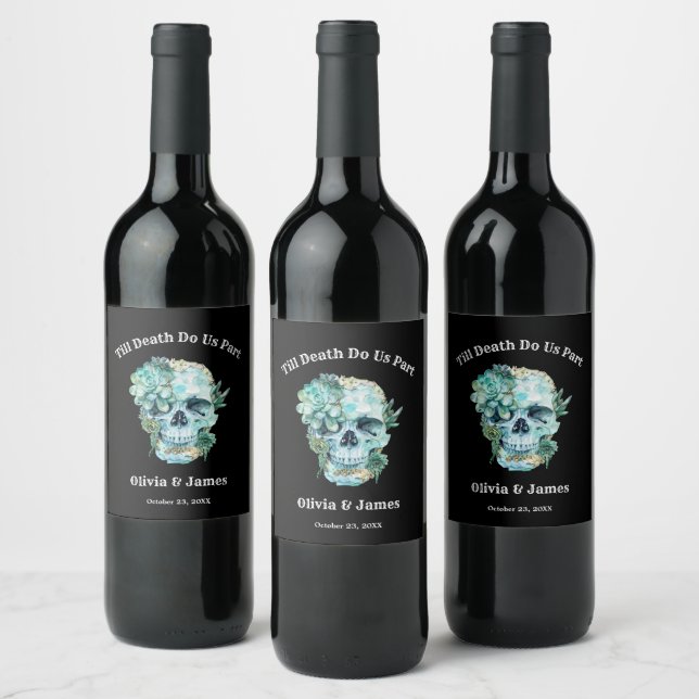 Till Death Do Us Part Gothic Halloween Wedding  Wine Label (Bottles)