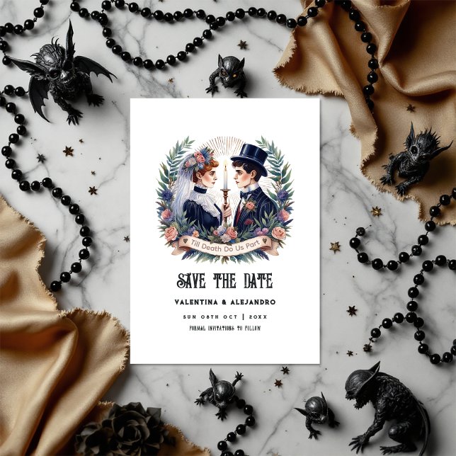 "Till Death Do Us Part" Gothic Photo Save The Date ("Till Death Do Us Part" Gothic Photo Save The Date)