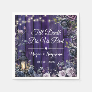 Till Death Do Us Part Gothic Purple Dark Wedding Napkins