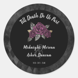 Till Death Do Us Part Gothic Rose Black Wedding Classic Round Sticker
