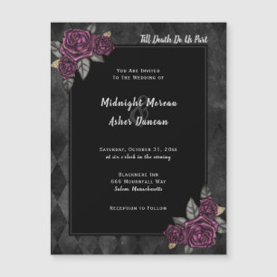 Till Death Do Us Part Gothic Rose Black Wedding Magnetic Invitation