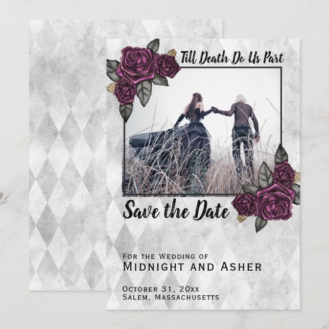 Till Death Do Us Part Gothic Rose Save the Date (Front/Back)