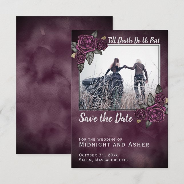 Till Death Do Us Part Gothic Rose Save the Date (Front/Back)
