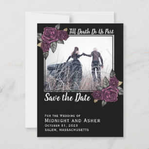 Till Death Do Us Part Gothic Rose Save the Date Magnetic Invitation