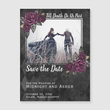 Till Death Do Us Part Gothic Rose Save The Date Magnetic Invitation