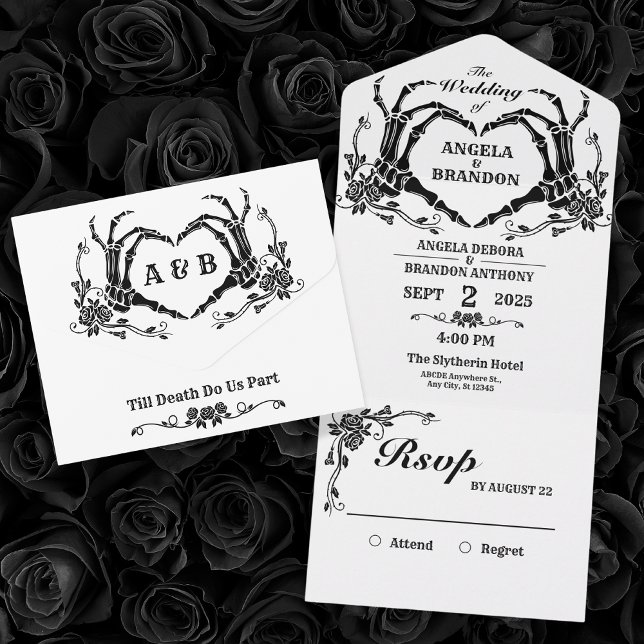 Till Death do us part gothic skeleton wedding All In One Invitation (Creator Uploaded)
