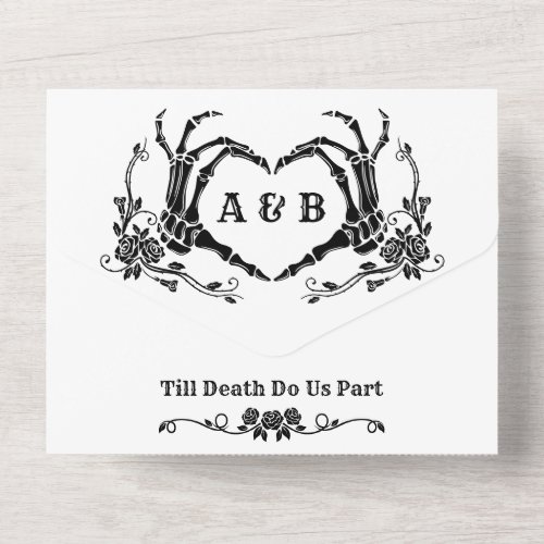 Till Death do us part gothic skeleton wedding All In One Invitation