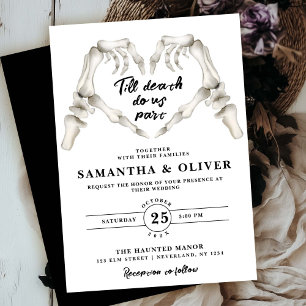 Till Death Do Us Part Gothic SkeletonHeart Wedding Invitation