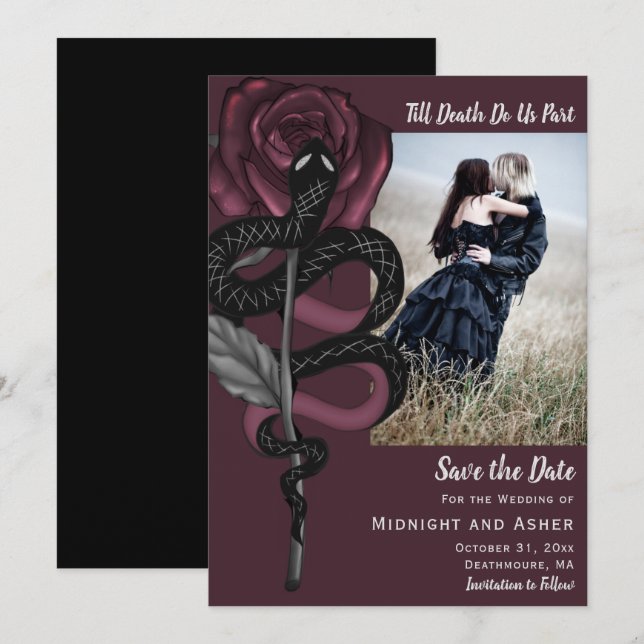 Till Death Do Us Part Gothic Snake Save the Date (Front/Back)