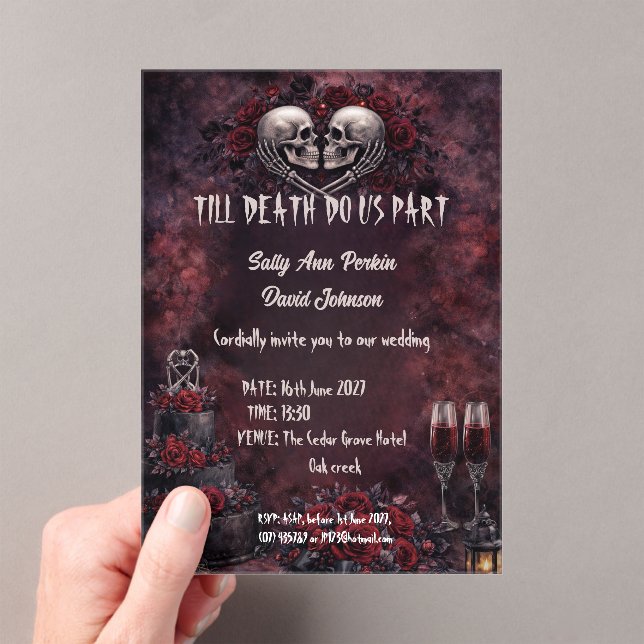 Till Death do Us Part Gothic Wedding Acrylic Invitations (Insitu (Handheld))