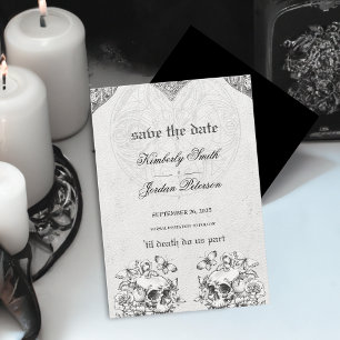 Till Death Do us Part Gothic Wedding Black & White Invitation