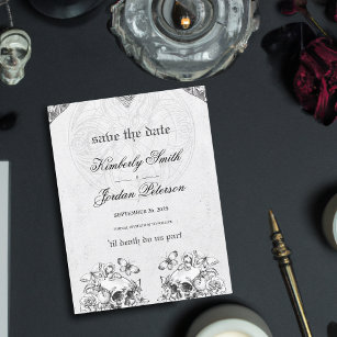 Till Death Do us Part Gothic Wedding Black & White Postcard