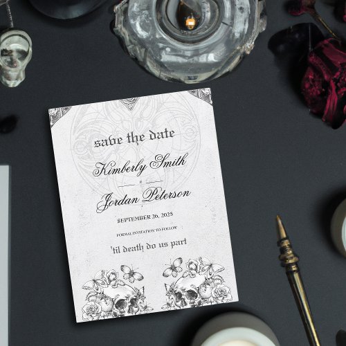 Till Death Do us Part Gothic Wedding Black  White Postcard