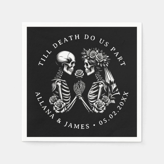 Till Death Do Us Part Gothic Wedding Napkins (Front)