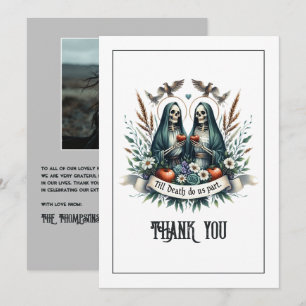 "Till Death Do Us Part" Gothic Wedding Photo Thank You Card