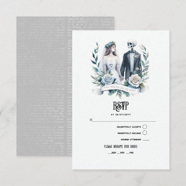 "Till Death Do Us Part" Gothic Wedding RSVP Card (Front/Back)