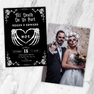 Till death do us part gotthic skull wedding invitation