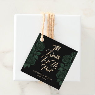 Till Death Do Us Part Green Rose Gothic Wedding Favor Tags