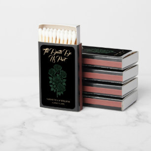 Till Death Do Us Part Green Rose Gothic Wedding Matchboxes